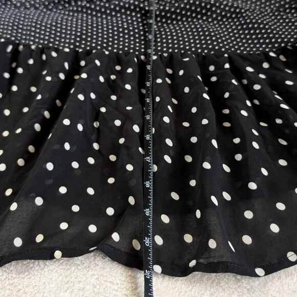 Polka Dot Print Henley Tank Top Women's Large Black White Sheer Babydoll - Picture 6 of 6